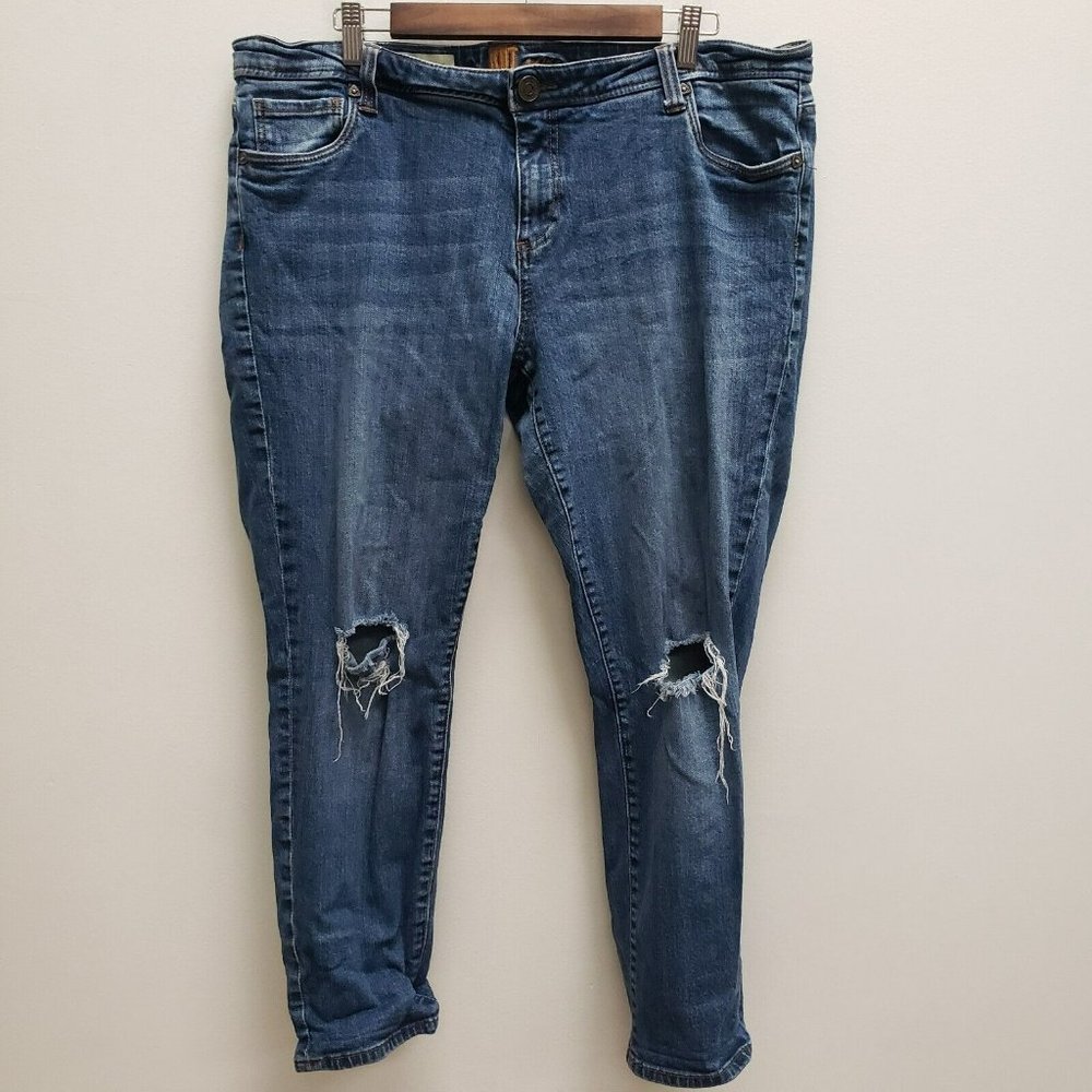 Kut From The Kloth Womens Celine Slouchy Boyfriend Jeans Size 18W Blue Cropped